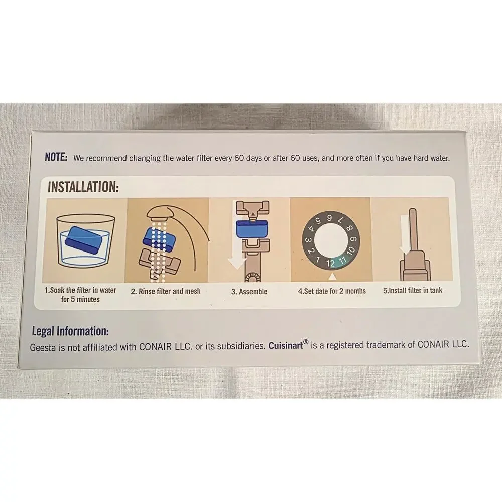 NIB Geesta Activated Charcoal Watter Filter 12 Pack for Cuisinart Coffee Makers